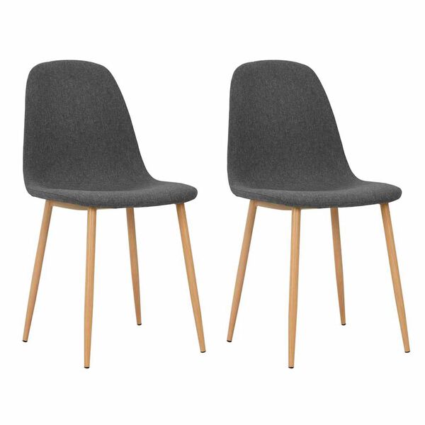 vidaXL Dining Chairs 2 pcs Dark Grey Fabric