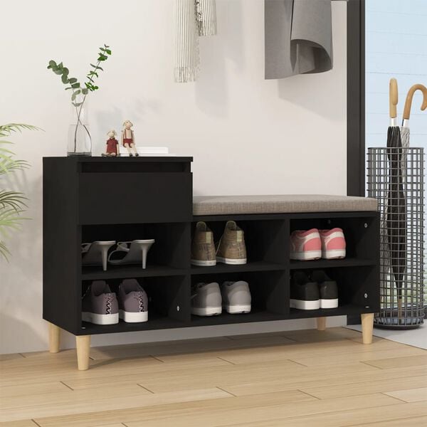 vidaXL Shoe Cabinet Black 102x36x60 cm Engineered Wood