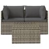 vidaXL 3 Piece Garden Lounge Set with Cushions Grey Poly Rattan