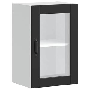 vidaXL Kitchen Wall Cabinet with Glass Door "Porto" Black