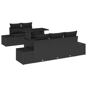 vidaXL Garden Sofa Set 6 pcs Black Poly Rattan & Powder-Coated Steel