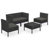 vidaXL 5 Piece Garden Lounge Set with Cushions Poly Rattan Black