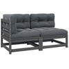 vidaXL 2 Piece Garden Lounge Set with Cushions Grey Solid Pinewood