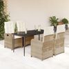 vidaXL 5 Piece Garden Dining Set with Cushions Beige Poly Rattan