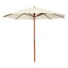 vidaXL Garden Parasol | Sand White | Polyester, Hardwood | Large
