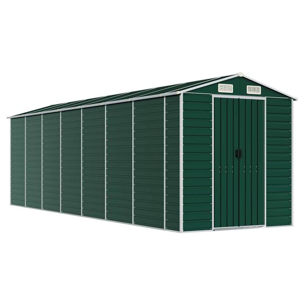 vidaXL Garden Shed Green 191x640x198 cm Galvanised Steel