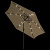 vidaXL Garden Parasol with LED Lights and Steel Pole 300 cm Taupe