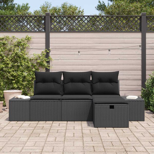 vidaXL Sofa Set with Cushion 4 pcs Poly Rattan