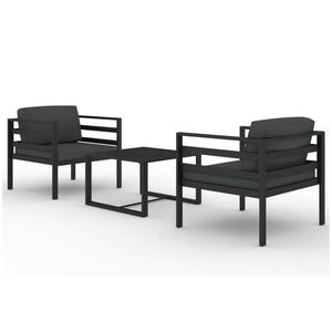 vidaXL 3 Piece Garden Lounge Set with Cushions Aluminium Anthracite