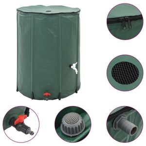 vidaXL Water Tank | Green | PVC | Large | Collapsible | Water Tank | Cylindrical