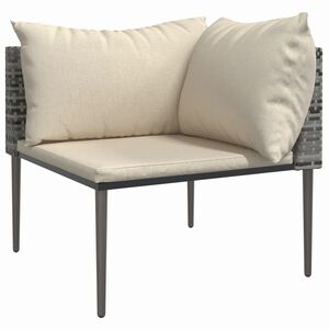 vidaXL Garden Corner Sofa with Cushions Grey Poly Rattan