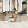 vidaXL 13 Piece Garden Sofa Set with Cushions Beige Poly Rattan