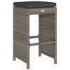 vidaXL Garden Bar Stools with Cushions 4 pcs Grey Poly Rattan