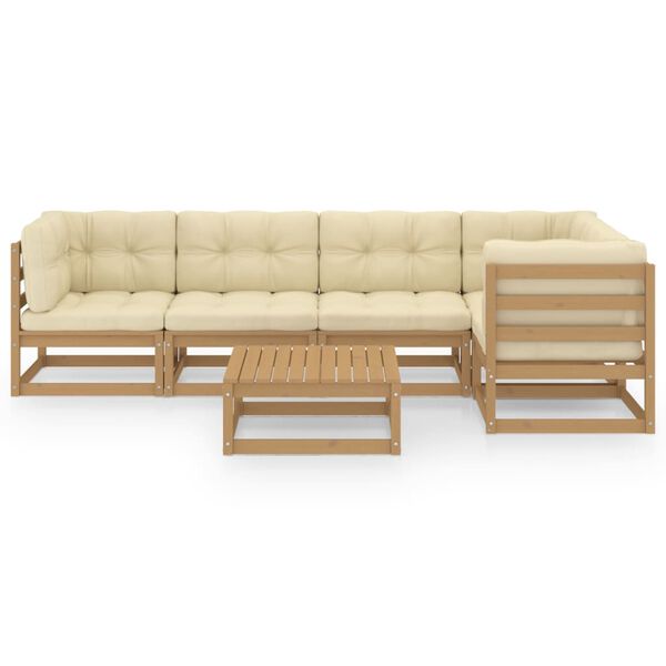 vidaXL 6 Piece Garden Lounge Set with Cushions Solid Pinewood