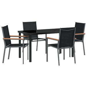 vidaXL Garden Dining Set 5 pcs Black Powder-coated Steel