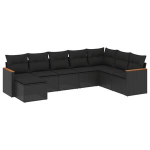 vidaXL 8 Piece Garden Sofa Set with Cushions Black Poly Rattan