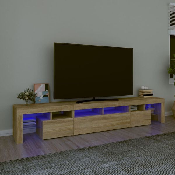 vidaXL TV Cabinet with LED Lights Sonoma Oak 230x36.5x40 cm