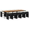 vidaXL 11 Piece Garden Dining Set with Cushions Black Poly Rattan