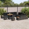 vidaXL Garden Sofa Set with Cushion 13 pcs Black Poly rattan