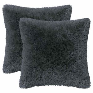 vidaXL Cushion Cover 2 pcs HEERLEN Anthracite 40 x 40 cm PV Fleece