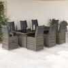 vidaXL 9 Piece Garden Bistro Set with Cushions Grey Poly Rattan