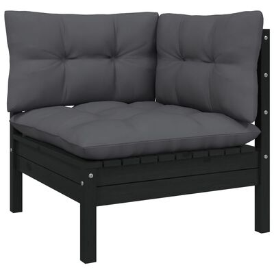 vidaXL 13 Piece Garden Lounge Set with Cushions Black Pinewood