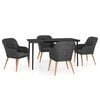 vidaXL 5 Piece Garden Dining Set with Cushions Black