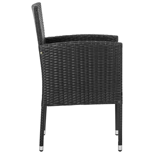 vidaXL Garden Chairs with Black Cushions 4 pcs Black Poly Rattan