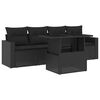 vidaXL 5 Piece Garden Sofa Set with Cushions Black Poly Rattan