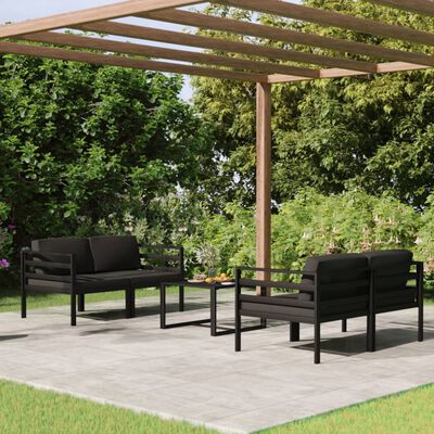 vidaXL 5 Piece Garden Lounge Set with Cushions Aluminium Anthracite