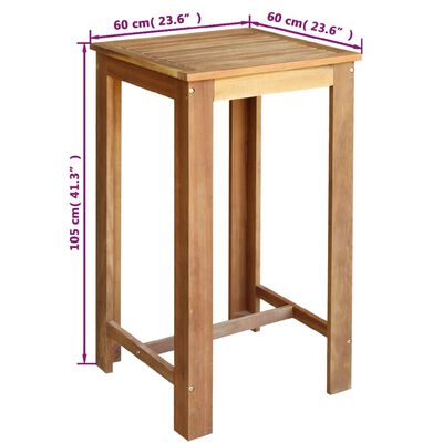 vidaXL Bar Table Solid Acacia Wood 60x60x105 cm