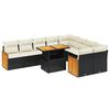 vidaXL 10 Piece Garden Sofa Set with Cushions Black Poly Rattan