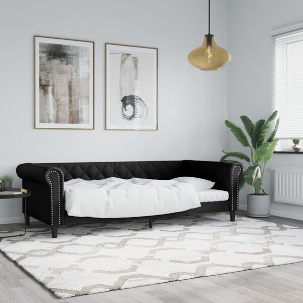 vidaXL Day Bed without Mattress Black 90x190 cm Faux Leather