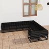 vidaXL 9 Piece Garden Lounge Set with Cushions Black Solid Pinewood