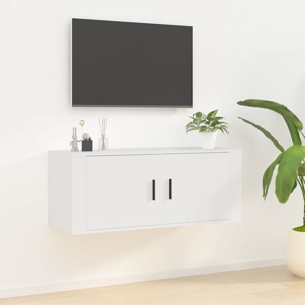 vidaXL Wall Mounted TV Cabinet White 100x34.5x40 cm