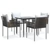 vidaXL 5 Piece Garden Dining Set with Cushions Poly Rattan and Steel