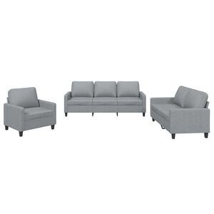 vidaXL 3 Piece Sofa Set with Cushions Light Grey Fabric