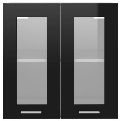 vidaXL Hanging Glass Cabinet High Gloss Black 60x31x60 cm Engineered Wood