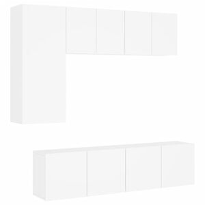 vidaXL TV Wall Unit | White | Engineered wood | Medium | TV Wall Unit