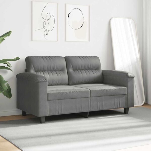 vidaXL 2-Seater Sofa Dark Grey 120 cm Microfibre Fabric
