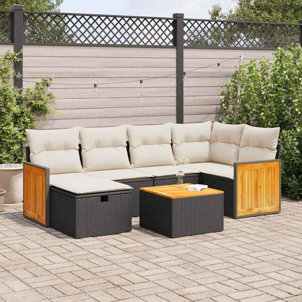 vidaXL 6 Piece Garden Sofa Set with Cushions Black Poly Rattan