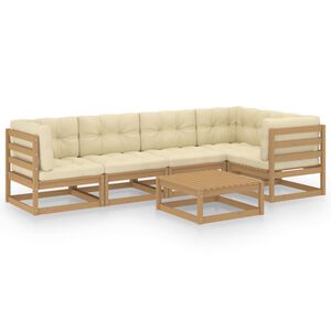 vidaXL 6 Piece Garden Lounge Set with Cushions Solid Pinewood
