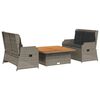 vidaXL 3 Piece Garden Lounge Set with Cushions Grey Poly Rattan