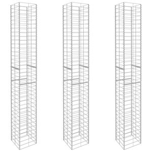vidaXL Gabion Baskets 3 pcs Galvanised Steel 25x25x197 cm