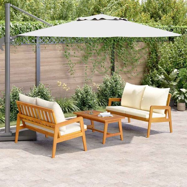 vidaXL Bistro Set with Cushion 3 pcs Brown Solid Acacia Wood