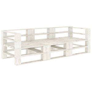 vidaXL Garden Pallet Sofa White 3-Seater Wood