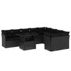 vidaXL 10 Piece Garden Sofa Set with Cushions Black Poly Rattan