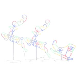 vidaXL Christmas Reindeer & Sleigh | White | Acrylic | Large