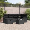 vidaXL Garden Sofa Set with Cushion Manual 7 pcs Black Poly Rattan