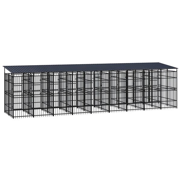 vidaXL Outdoor Dog Kennel with Roof Steel 16.59 m&sup2;